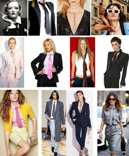 примеры женских образов с галстуком