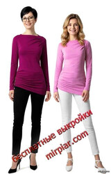 пуловер или лонгслив с асимметричными драпировками