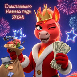 Огненная лошадь дарит деньги на Новый год